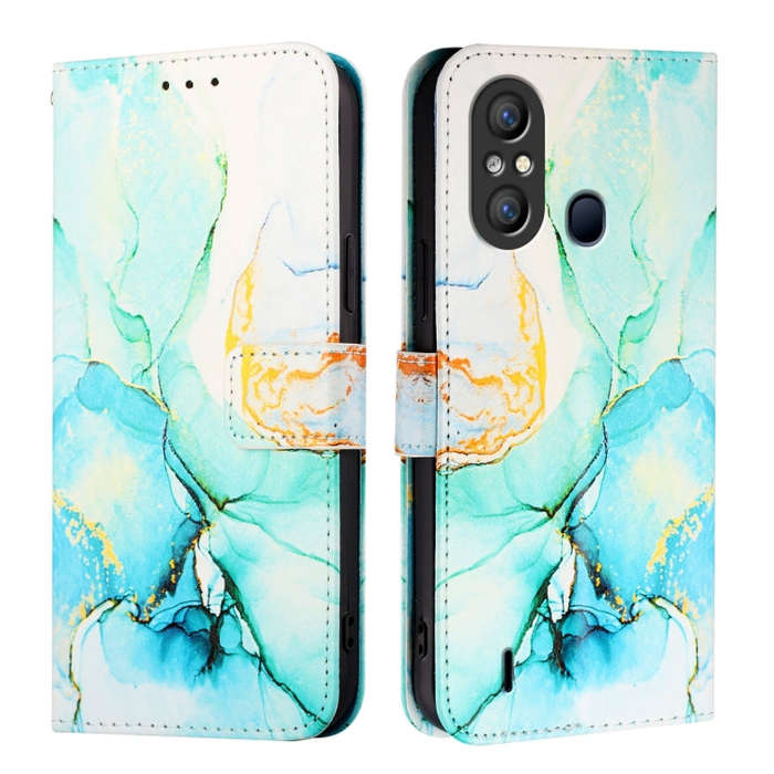 For itel A58 / A49 PT003 Marble Pattern Flip Leather Phone Case(Green)
