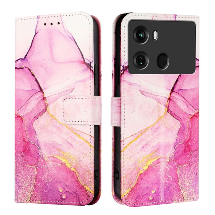 For itel P40 PT003 Marble Pattern Flip Leather Phone Case(Pink Purple Gold)