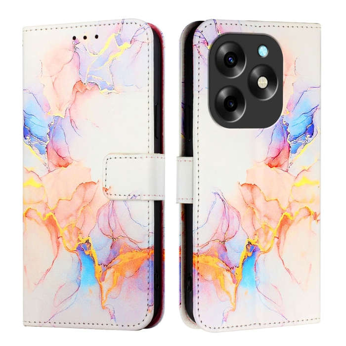 For itel S23+ PT003 Marble Pattern Flip Leather Phone Case(Galaxy Marble White)