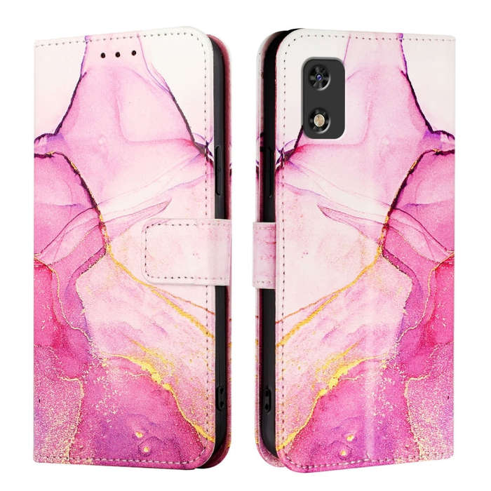 For itel A23 Pro / A17 / Tecno Pop 5c PT003 Marble Pattern Flip Leather Phone Case(Pink Purple Gold)