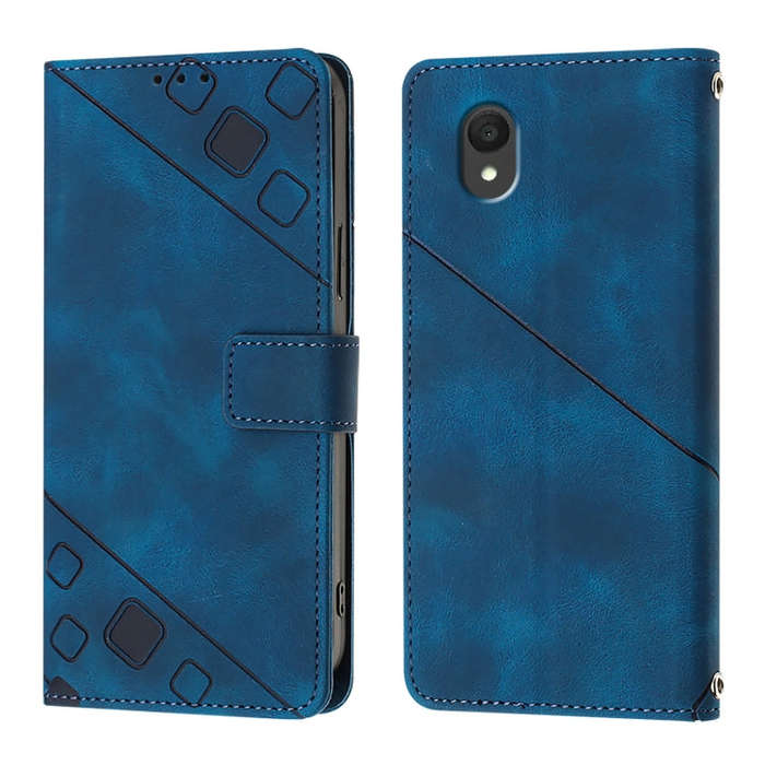 For TCL 201 Skin Feel Embossed Leather Phone Case(Blue)