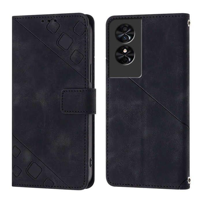 For TCL 50 SE Skin Feel Embossed Leather Phone Case(Black)