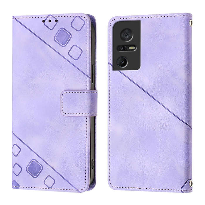For TCL 40 SE Skin Feel Embossed Leather Phone Case(Light Purple)