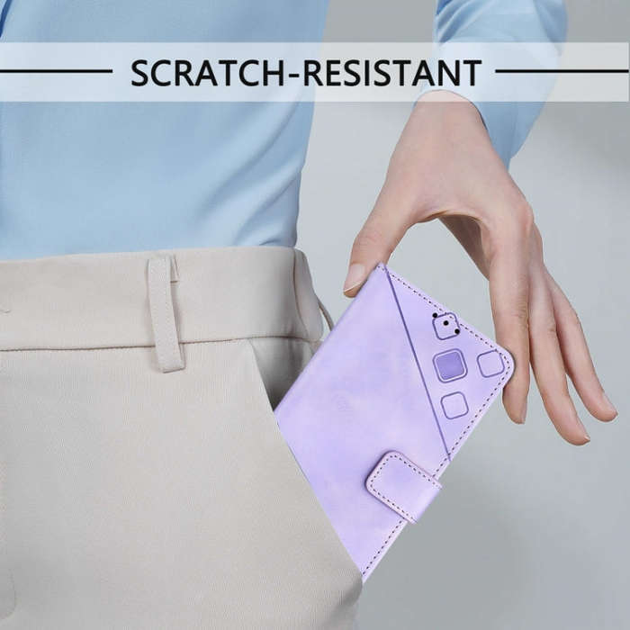 For TCL 40 SE Skin Feel Embossed Leather Phone Case(Light Purple)