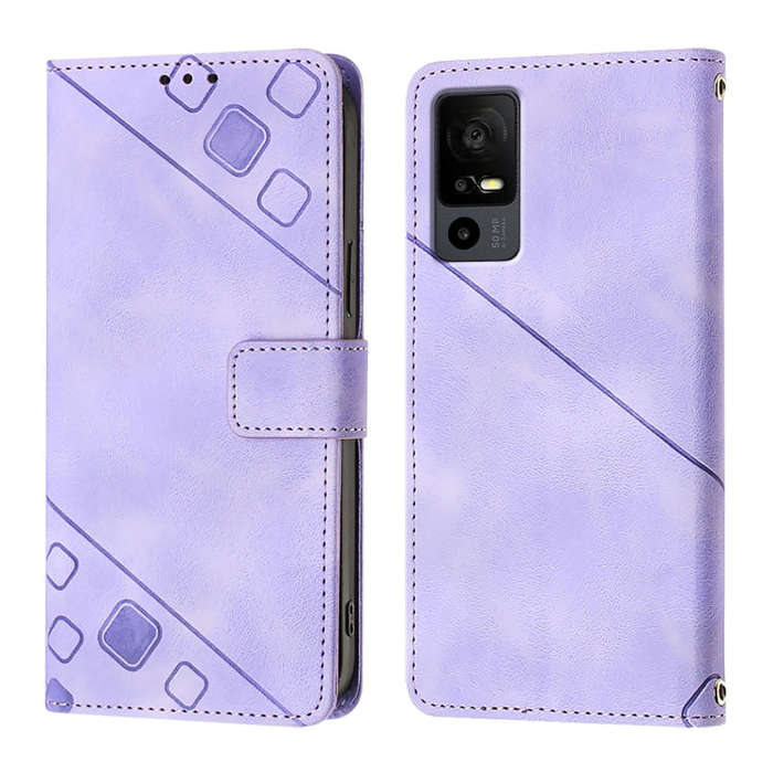 For TCL 40 R 5G Skin Feel Embossed Leather Phone Case(Light Purple)