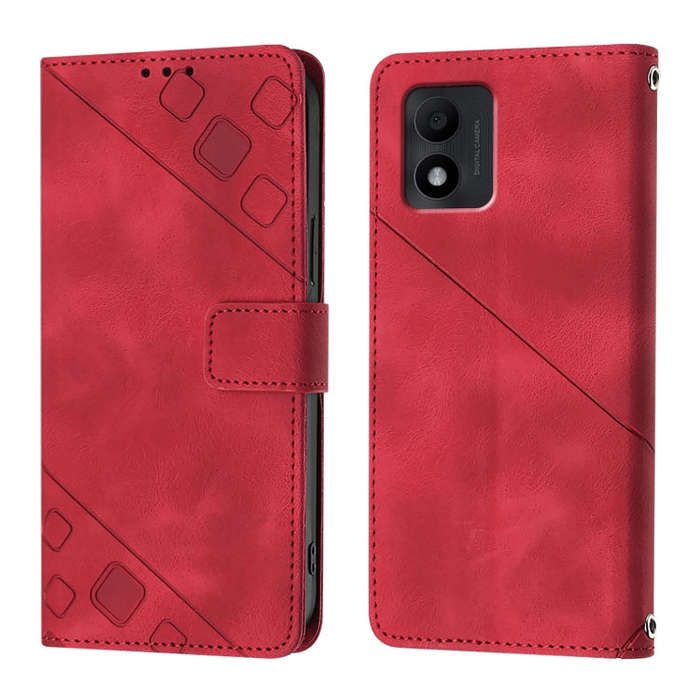 For TCL 303 Skin Feel Embossed Leather Phone Case(Red)