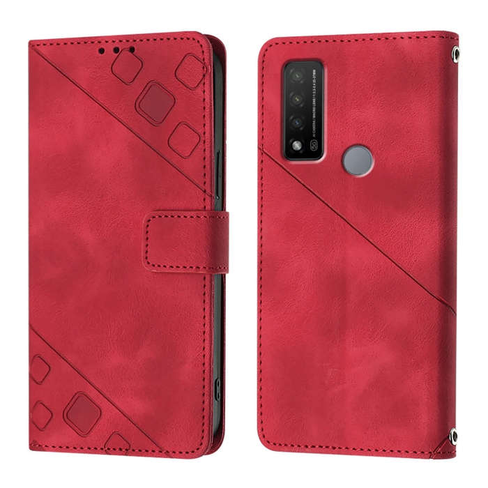 For TCL 20 R 5G Skin Feel Embossed Leather Phone Case(Red)