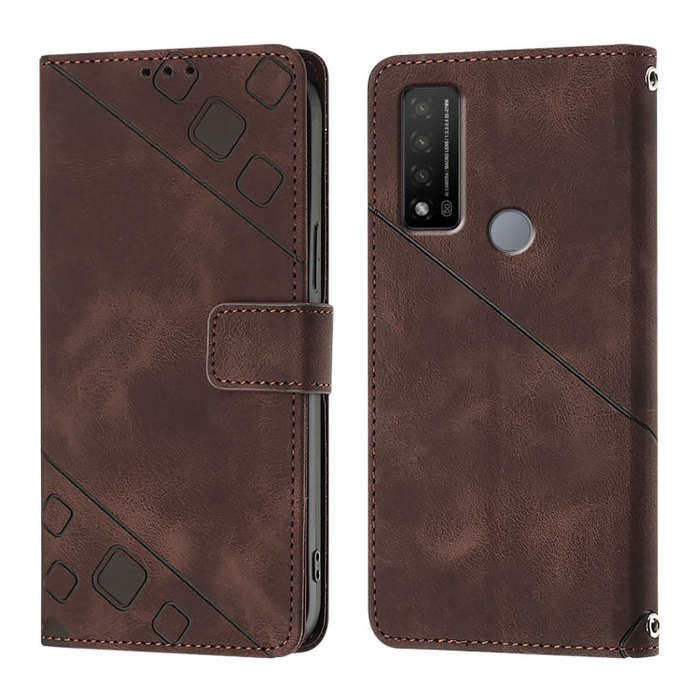 For TCL 20 R 5G Skin Feel Embossed Leather Phone Case(Brown)