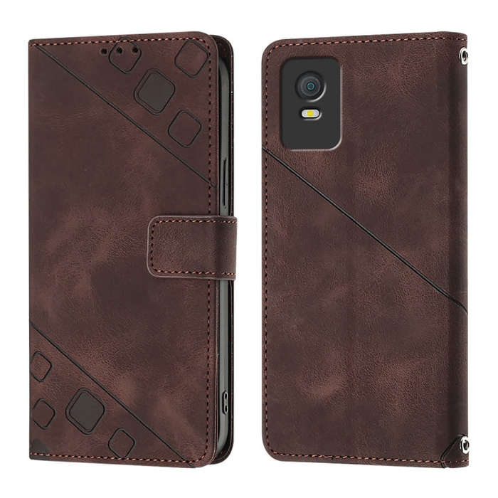For TCL 403 Skin Feel Embossed Leather Phone Case(Brown)