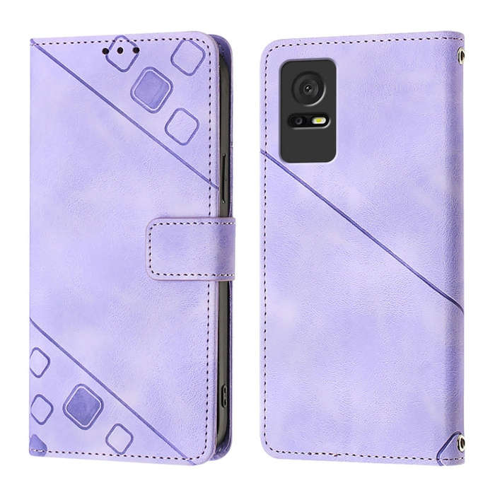 For TCL 405 / 406 / 408 Skin Feel Embossed Leather Phone Case(Light Purple)