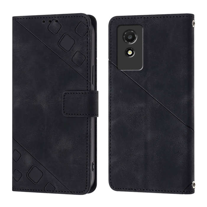 For TCL 501 Skin Feel Embossed Leather Phone Case(Black)