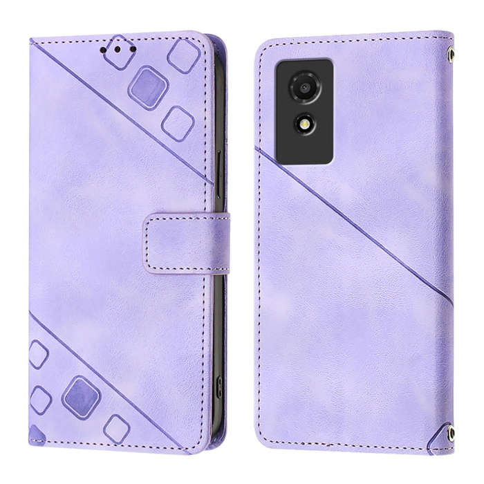 For TCL 501 Skin Feel Embossed Leather Phone Case(Light Purple)