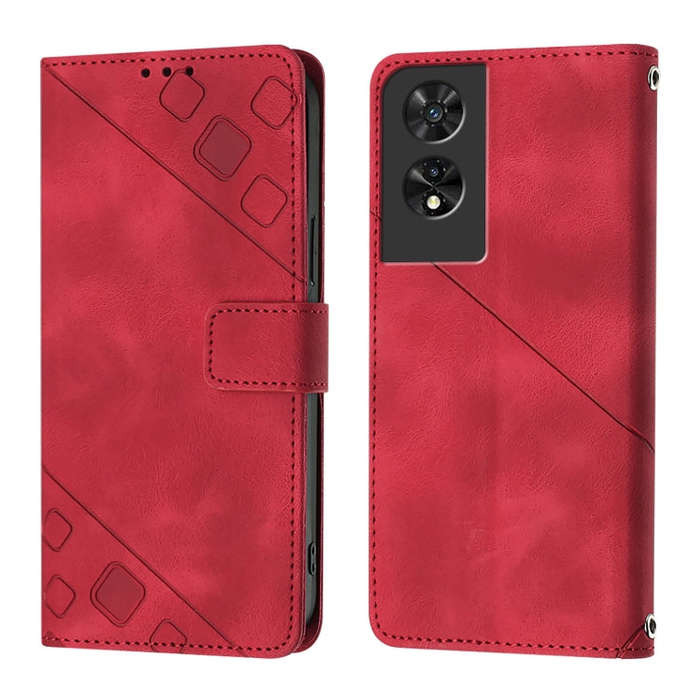 For TCL 505 Skin Feel Embossed Leather Phone Case(Red)