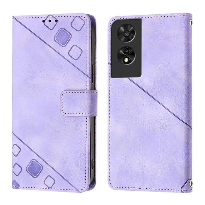 For TCL 505 Skin Feel Embossed Leather Phone Case(Light Purple)