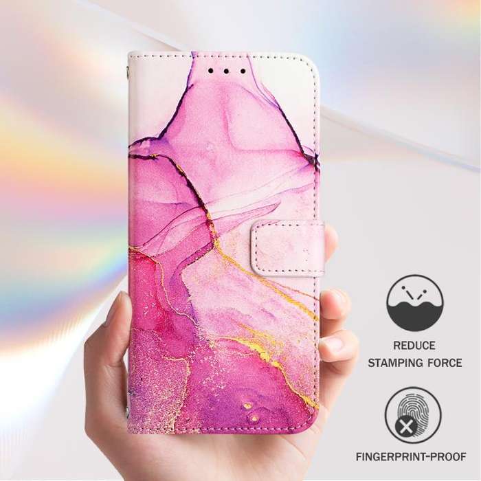 For Tecno Pova 5 4G PT003 Marble Pattern Flip Leather Phone Case(Pink Purple Gold)