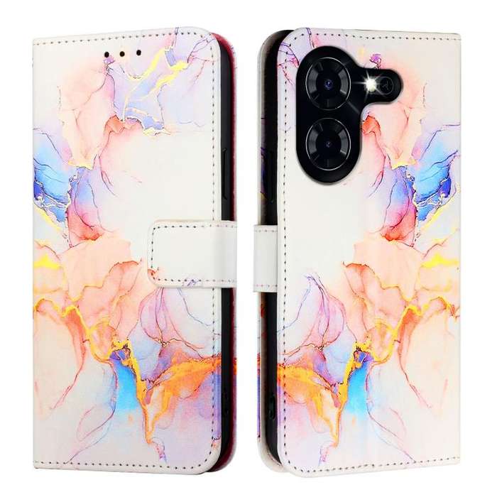 For Tecno Pova 5 4G PT003 Marble Pattern Flip Leather Phone Case(Galaxy Marble White)