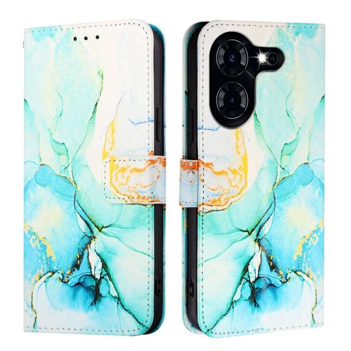 For Tecno Pova 5 4G PT003 Marble Pattern Flip Leather Phone Case(Green)