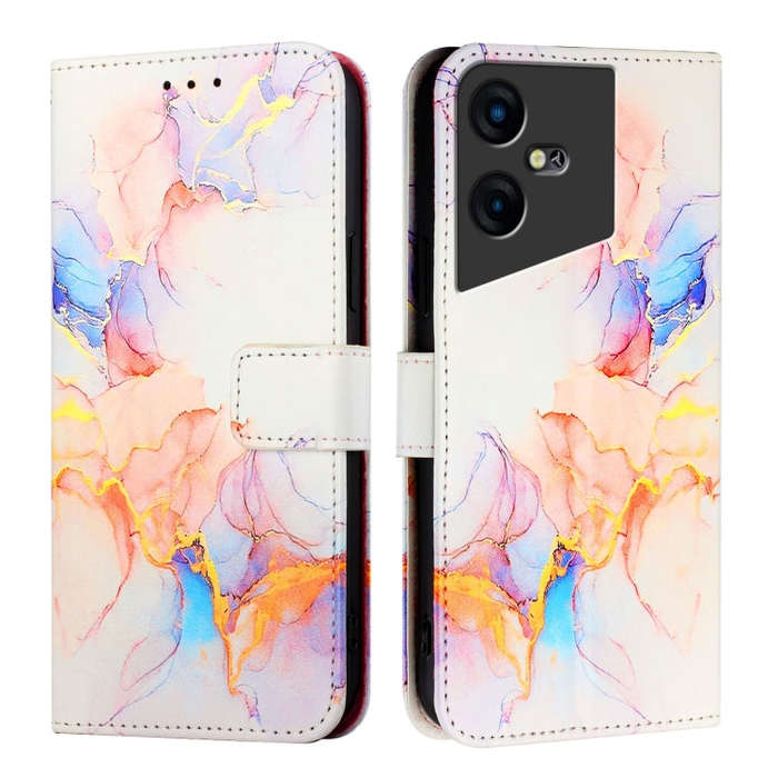 For Tecno Pova Neo 3 PT003 Marble Pattern Flip Leather Phone Case(Galaxy Marble White)