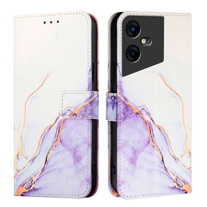 For Tecno Pova Neo 3 PT003 Marble Pattern Flip Leather Phone Case(White Purple)