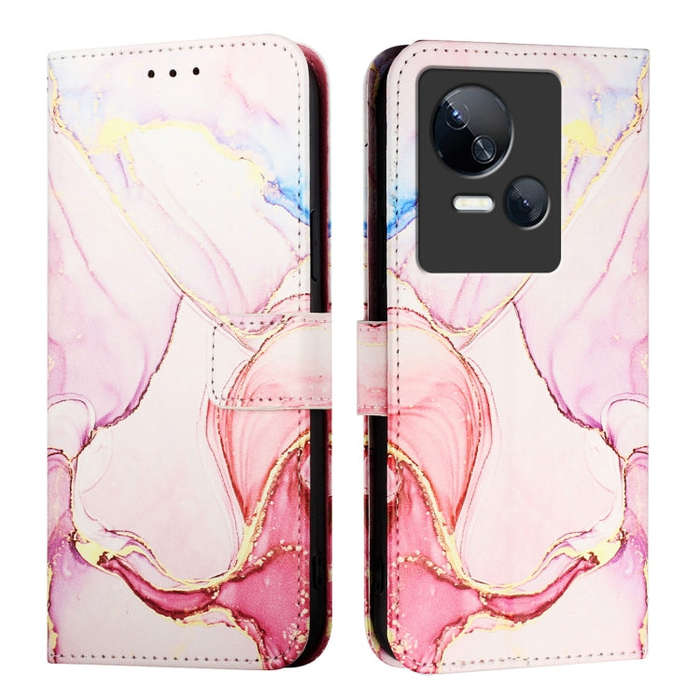 For Tecno Spark 10 5G PT003 Marble Pattern Flip Leather Phone Case(Rose Gold)
