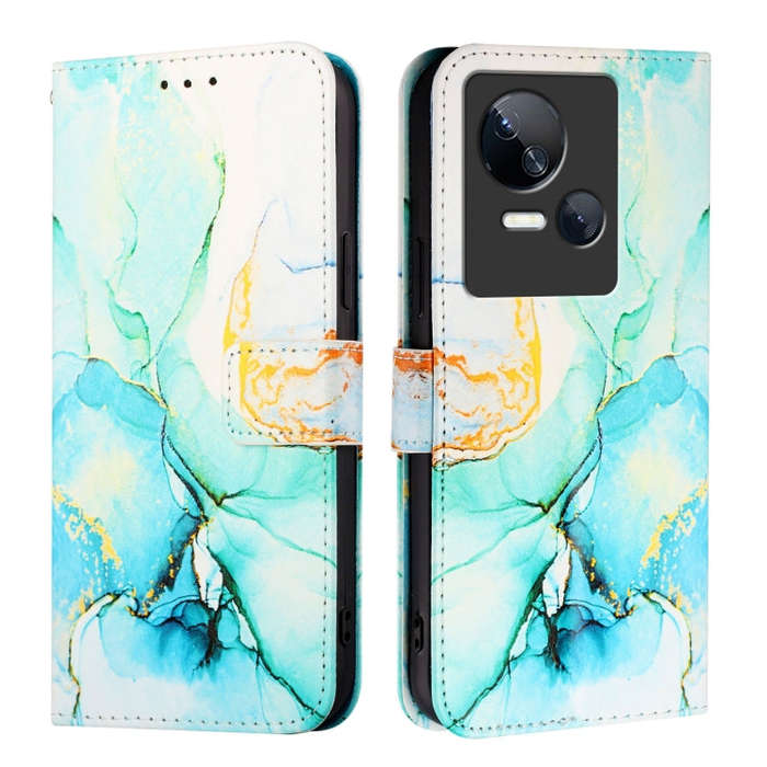 For Tecno Spark 10 5G PT003 Marble Pattern Flip Leather Phone Case(Green)