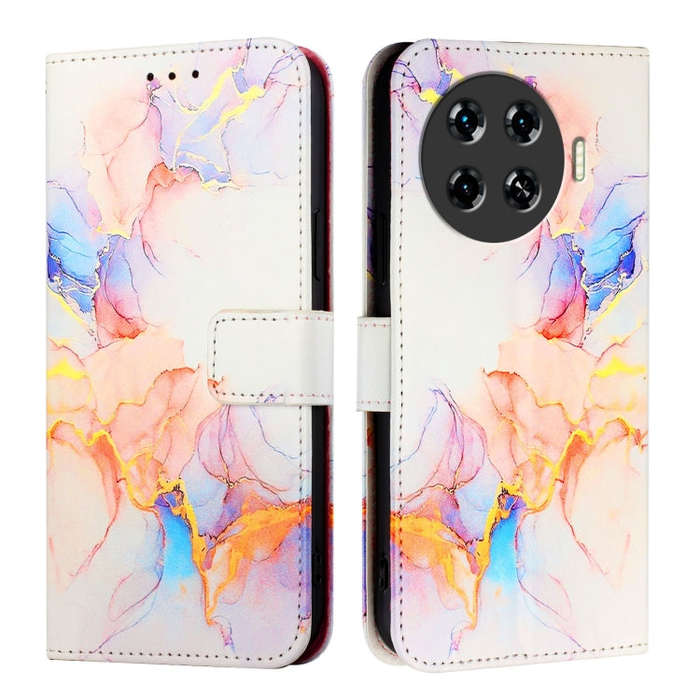 For Tecno Spark 20 Pro+ PT003 Marble Pattern Flip Leather Phone Case(Galaxy Marble White)