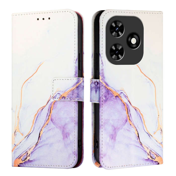 For Tecno Spark Go 2024 / Spark 20C PT003 Marble Pattern Flip Leather Phone Case(White Purple)