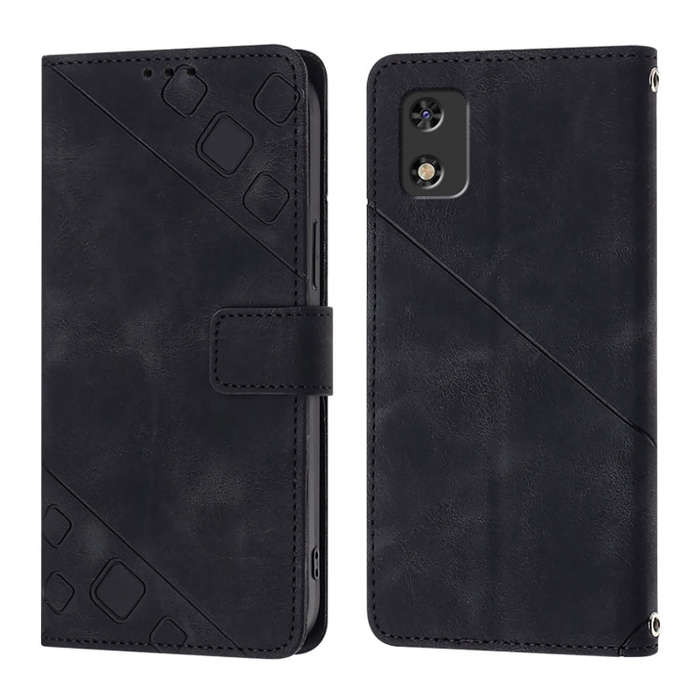 For Tecno Pop 5c Skin Feel Embossed Leather Phone Case(Black)