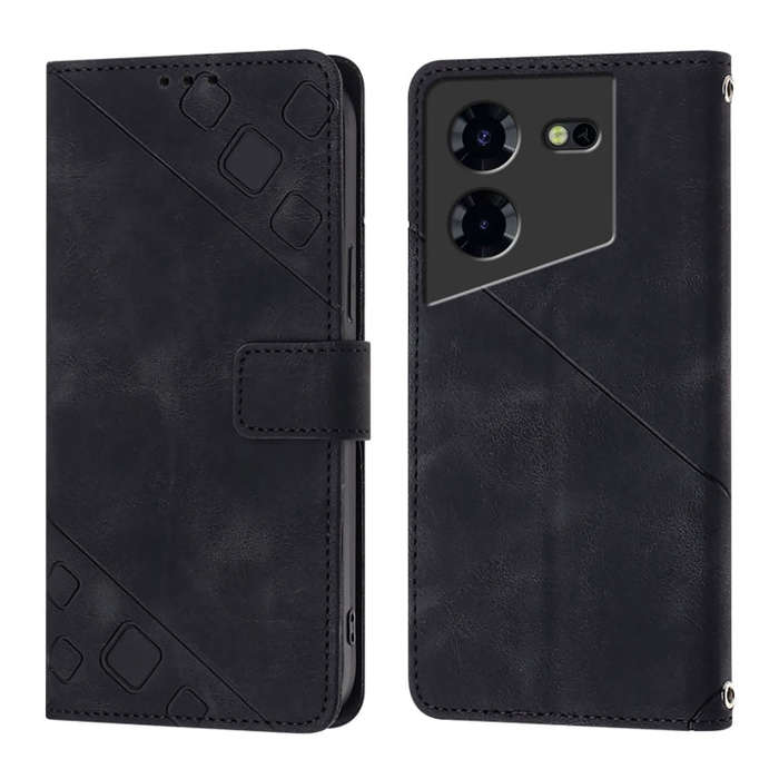 For Tecno Pova 5 4G Skin Feel Embossed Leather Phone Case(Black)