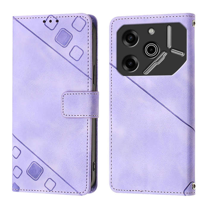 For Tecno Pova 6 5G Skin Feel Embossed Leather Phone Case(Light Purple)