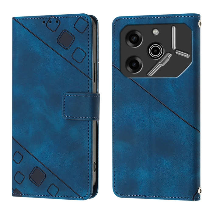 For Tecno Pova 6 Pro Skin Feel Embossed Leather Phone Case(Blue)