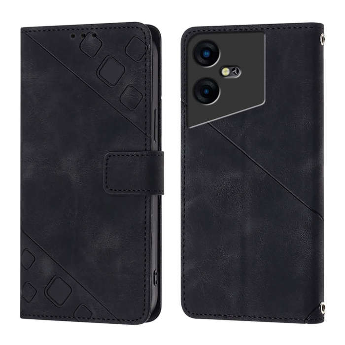 For Tecno Pova Neo 3 Skin Feel Embossed Leather Phone Case(Black)