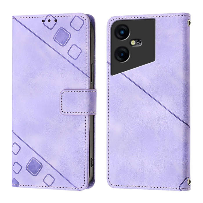 For Tecno Pova Neo 3 Skin Feel Embossed Leather Phone Case(Light Purple)