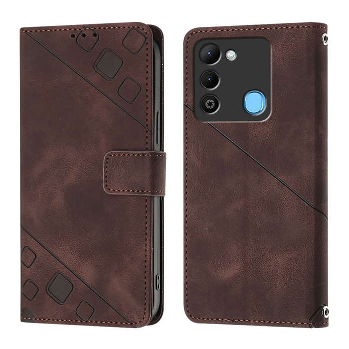 For Tecno Spark 9 Skin Feel Embossed Leather Phone Case(Brown)