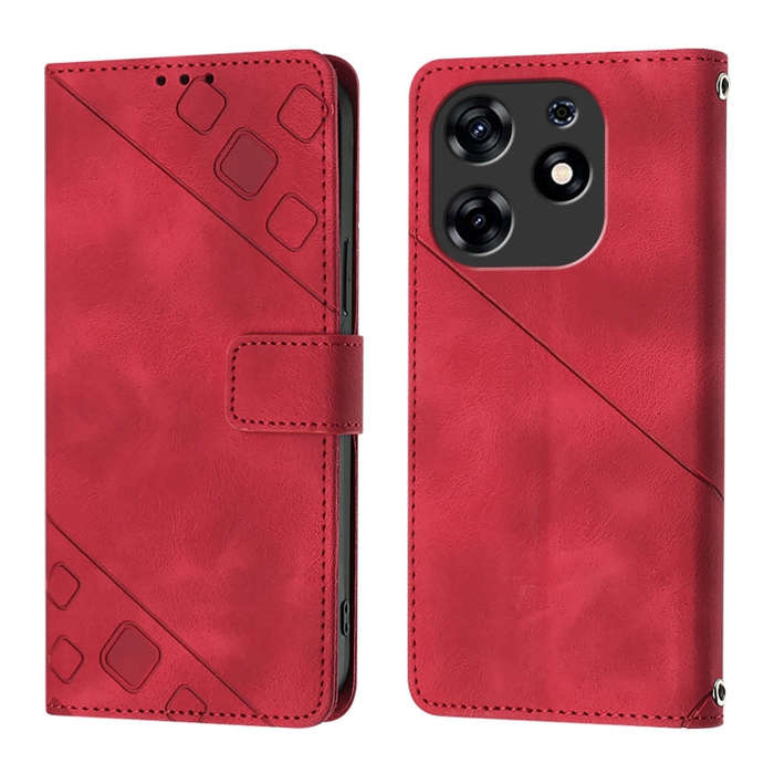 For Tecno Spark 10 Pro Magic Magenta Skin Feel Embossed Leather Phone Case(Red)