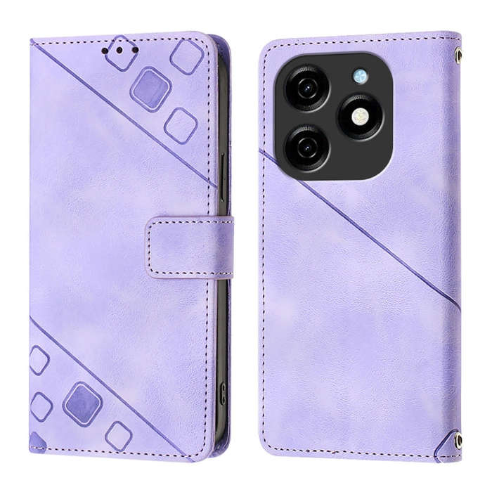 For Tecno Spark 20 Skin Feel Embossed Leather Phone Case(Light Purple)
