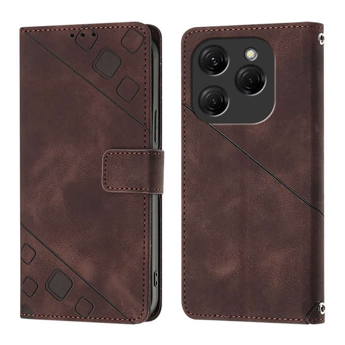For Tecno Spark 20 Pro Skin Feel Embossed Leather Phone Case(Brown)
