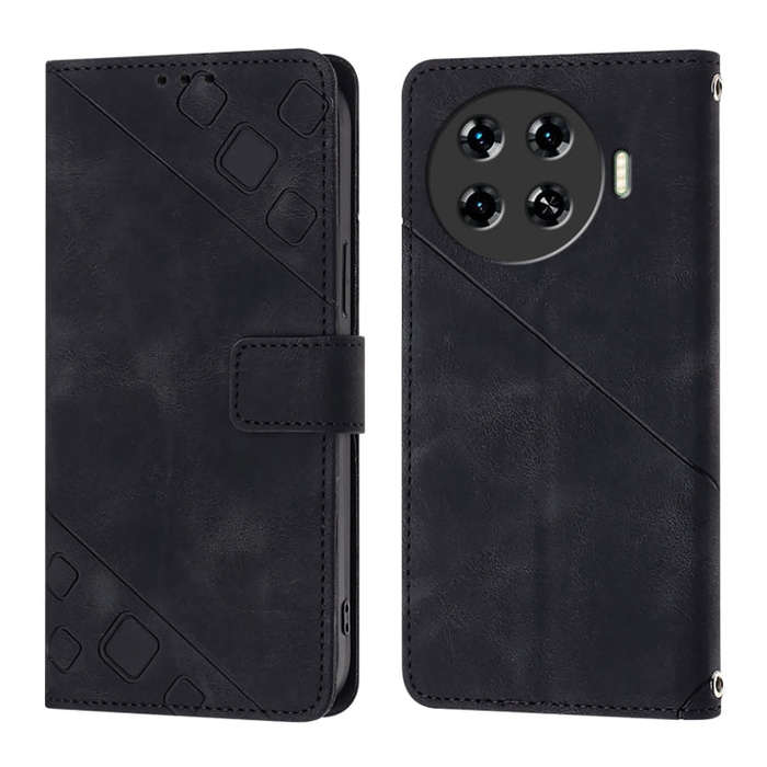 For Tecno Spark 20 Pro+ Skin Feel Embossed Leather Phone Case(Black)