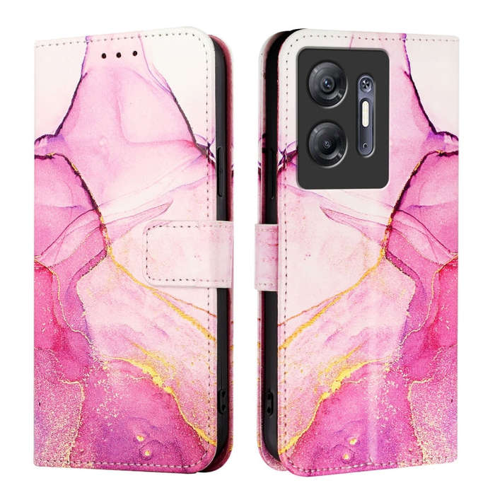 For Infinix Hot 30 5G PT003 Marble Pattern Flip Leather Phone Case(Pink Purple Gold)