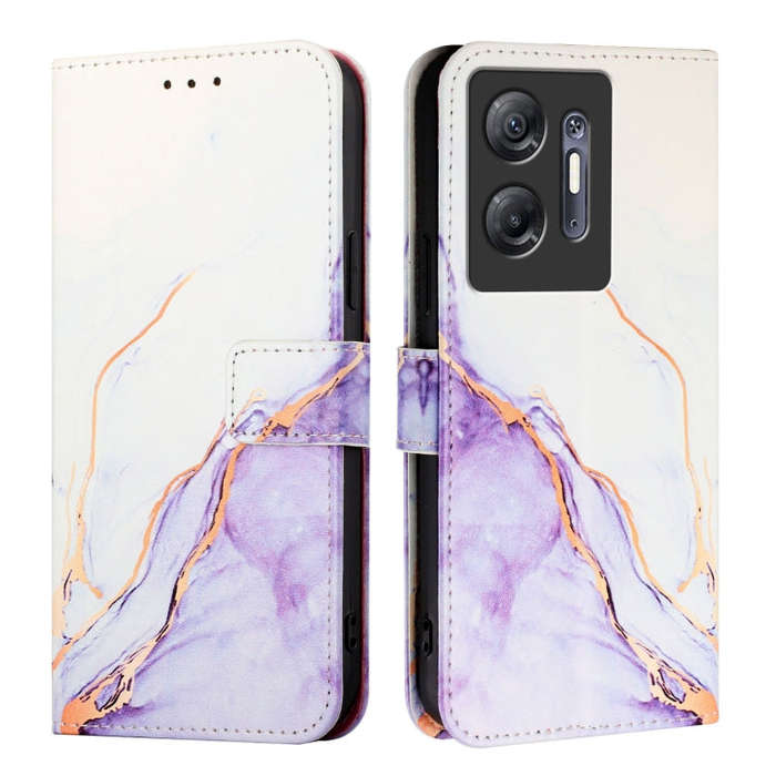 For Infinix Hot 30 5G PT003 Marble Pattern Flip Leather Phone Case(White Purple)
