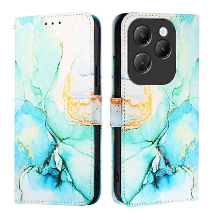 For Infinix Hot 40 / Hot 40 Pro PT003 Marble Pattern Flip Leather Phone Case(Green)
