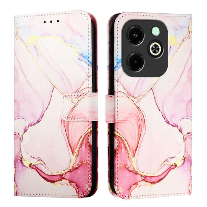 For Infinix Hot 40i PT003 Marble Pattern Flip Leather Phone Case(Rose Gold)