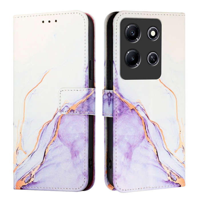For Infinix Note 30i PT003 Marble Pattern Flip Leather Phone Case(White Purple)
