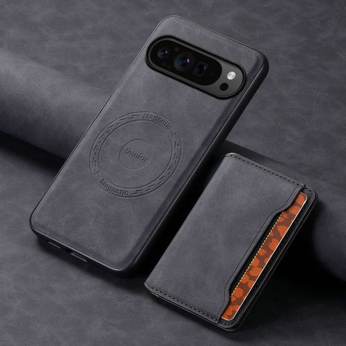 For Google Pixel 9 Pro Denior D13 Retro Texture Leather MagSafe Card Bag Phone Case(Black)