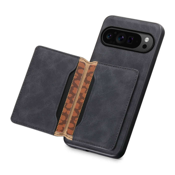 For Google Pixel 9 Pro Denior D13 Retro Texture Leather MagSafe Card Bag Phone Case(Black)
