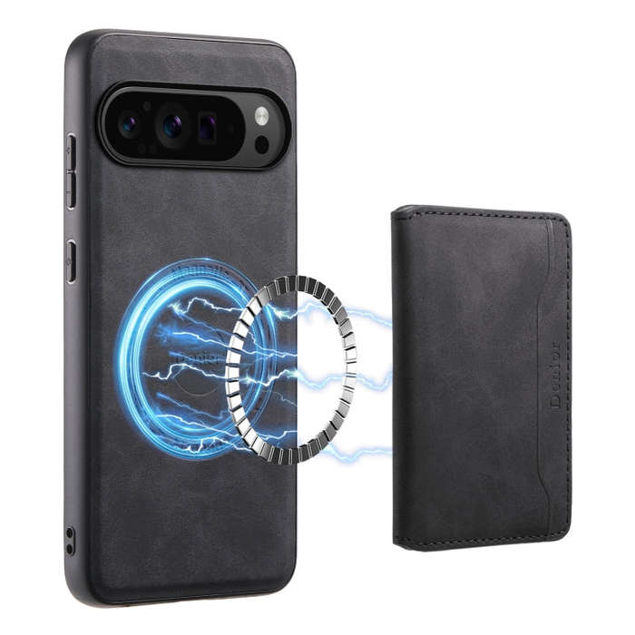 For Google Pixel 9 Pro Denior D13 Retro Texture Leather MagSafe Card Bag Phone Case(Black)