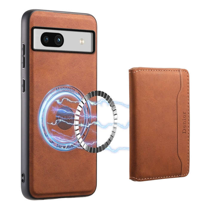 For Google Pixel 7a Denior D13 Retro Texture Leather MagSafe Card Bag Phone Case(Brown)