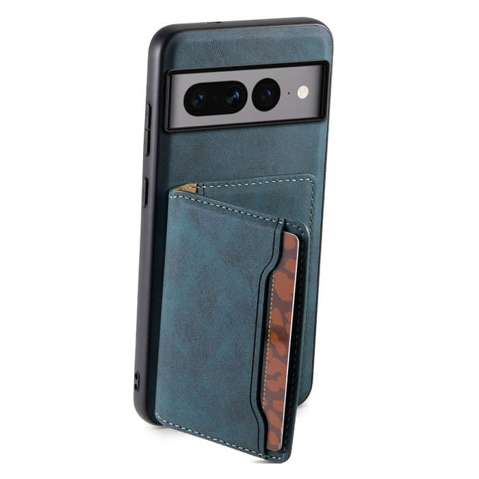 For Google Pixel 7 Pro 5G Denior D13 Retro Texture Leather MagSafe Card Bag Phone Case(Blue)
