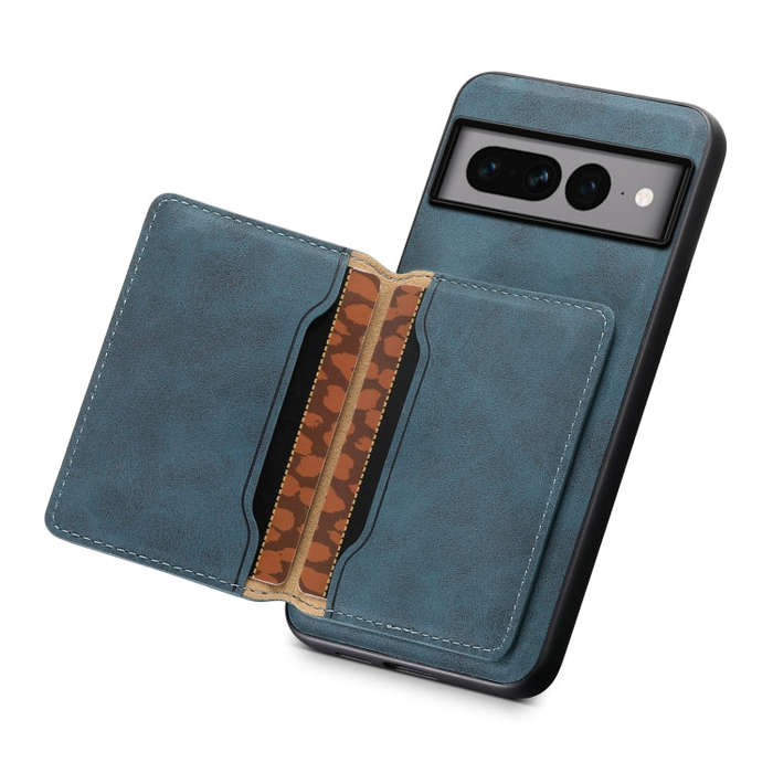 For Google Pixel 7 Pro 5G Denior D13 Retro Texture Leather MagSafe Card Bag Phone Case(Blue)