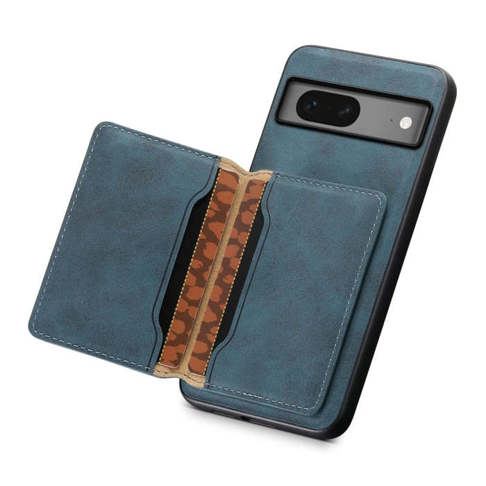 For Google Pixel 7 5G Denior D13 Retro Texture Leather MagSafe Card Bag Phone Case(Blue)